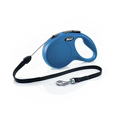 Afbeelding van FLEXI Nieuw Klassieke intrekbare hondenriem (Cord), 26ft, klein, blauw
