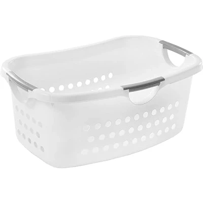 Afbeelding van Amazon Basics, Kist, Papiermand, Plastic Wasmand, 40 L, Groot Met ventilatiegaten en zachte handgrepen, Wasserij, Badkamer EUHL Wit