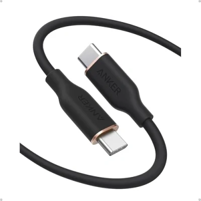 Afbeelding van Anker USB C naar kabel, 240 W Flow type snellaadkabel voor iPhone 16/15 serie, MacBook Pro/Air, iPad Galaxy S24 en meer (USB 2.0, 180 cm, nachtzwart)