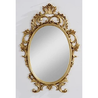Afbeelding van artissimo Decoratieve barok wandspiegel goud ovaal spiegel antieke klassieke badkamerspiegel 43x27 Prunk C531