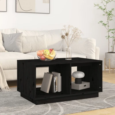 Afbeelding van Salontafel 80x50x40 cm massief grenenhout zwart