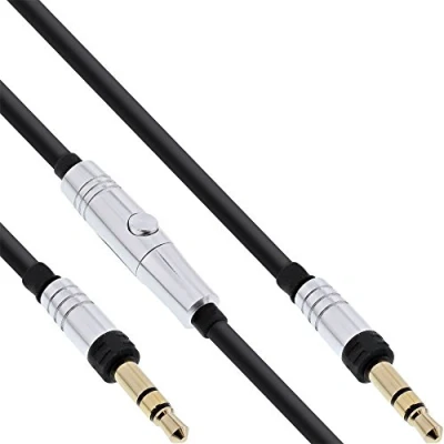 Afbeelding van InLine 3,5mm Jack hoofdtelefoon kabel met microfoon zwart/zilver 1,3 meter