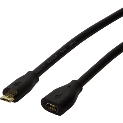 Afbeelding van LogiLink USB kabel 2.0 micro B stekker, bus 5.00 m Zwart CU0125