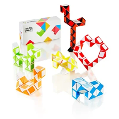 Afbeelding van CUBIDI® Originele Mini Magic Snakes set van 6 met 24 blokken per snake puzzelspellen voor kinderen vanaf en volwassenen het perfecte cadeautje de kinderverjaardag bevordert creativiteit