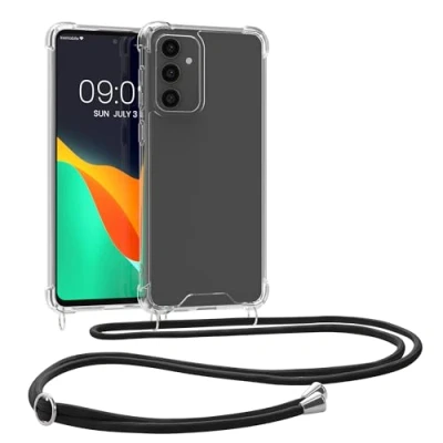 Afbeelding van kwmobile telefoonhoesje geschikt voor Samsung Galaxy S23 FE Hoesje met telefoonkoord Back cover in zwart / transparant