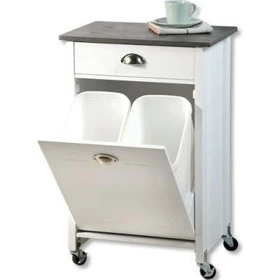 Afbeelding van Kesper Keukenwagen met afvalscheidingssysteem, materiaal: vezelplaat, kunststof, afmetingen: B 50 x H 79 D 37 cm, kleur: wit, grijs 25527 13