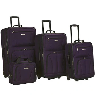 Afbeelding van Rockland Jungle Softside Rechtopstaande Bagage Set, Paars, Eén maat, 4 delige bagageset