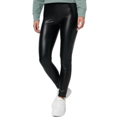 Afbeelding van Nur Die Relax &amp; Go Leggings in lederlook, kunstleer, hoge taille, treggings met zachte binnenkant en tailleband voor dames, zwart, S