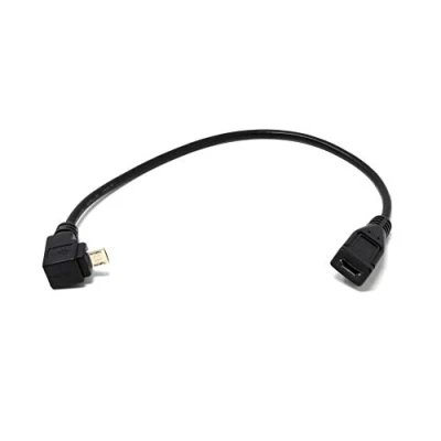 Afbeelding van System S 90 Gehoekte Micro USB Hoekstekker op Vrouwelijke Datakabel Oplaadkabel 20 cm