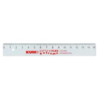 Afbeelding van KUM AZ225.09.16 T Lineal 15 cm, extrem flexibel und unbrechbar, Softie Flex Extreme, transparent, 5er Multipack, Schulmaterial