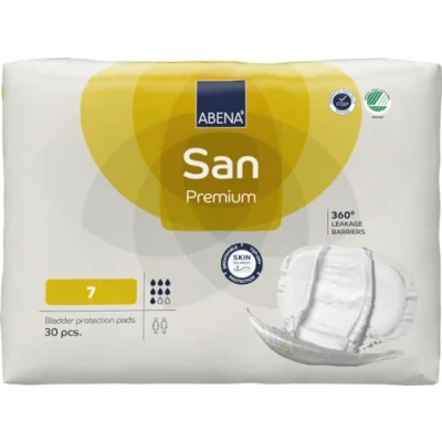 Afbeelding van ABENA San 7, 120x Absorberende Inlegger, Karton, te Dragen in aansluitend Ondergoed Voor Lichte tot Matige Urineverlies Absorptie 2100 ml, geel