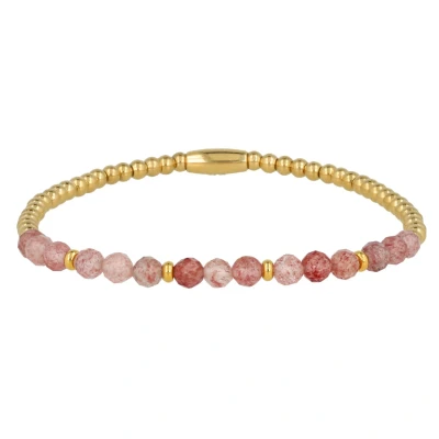 Afbeelding van My Bendel Goudkleurige armband Berry Quartz edelstenen bedels Met luxe cadeauverpakking