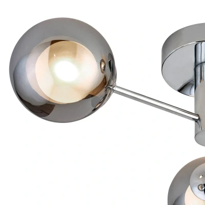 Afbeelding van Searchlight Oscar plafondlamp, chroom/rookkleurig, glas, 3 lamps, G9