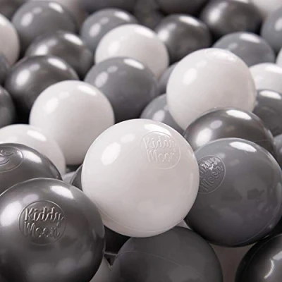 Afbeelding van KiddyMoon 700 ∅ 7cm kinderballen speelballen voor ballenbad baby plastic ballen made in eu, wit/grijs/zilver