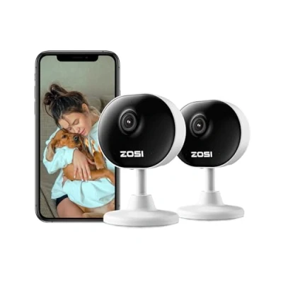 Afbeelding van ZOSI Draadloze WiFi Indoor Bewakingscamera 2 Stuks, Persoons Detectie, Tweerichtings Audio, Nachtzicht, Kaart/Cloud Opslag, Fast Connect, Werkt met Alexa, C688