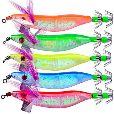 Afbeelding van OriGlam 5 stks Lichtgevende Zoutwater Vissen Lokt, Inktvis Octopus Garnalen Bass Lokken Baits Aas, voor Zoetwater en