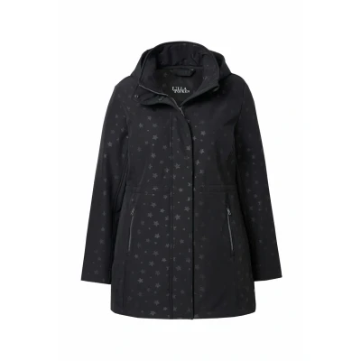 Afbeelding van Ulla Popken Hyprar STAR Print Regenjas, Dames, Maat: 42/44, Black