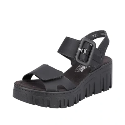 Afbeelding van Rieker Dames V2202 riempjessandalen, zwart, 40 EU, EU