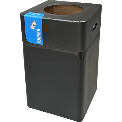 Afbeelding van Afvalbak / Prullenbak Papier 75L Zwart Gecoat Karton met Kras &amp; Stootvaste Coating Voor Afvalscheiding Herbruikbaar Modulair 37x37x60 cm