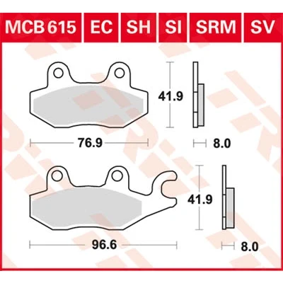 Afbeelding van Remblokkenset, schijfrem TRW MCB615SV