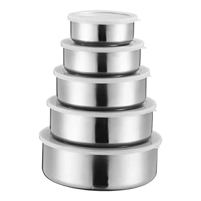 Afbeelding van Seufrtyuo 5 STKS Rvs Voedsel Container Verzegelde Crisper Opslag Lunch Box Kommen met Opbergdoos Kom