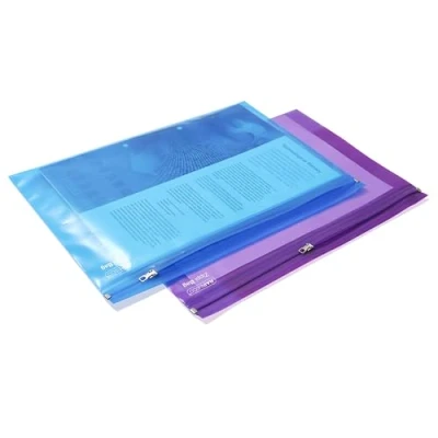 Afbeelding van Rapesco 0798 Zippi Map met Metalen Rits, A4+, Blauw en Paars Transparant, Set van 25