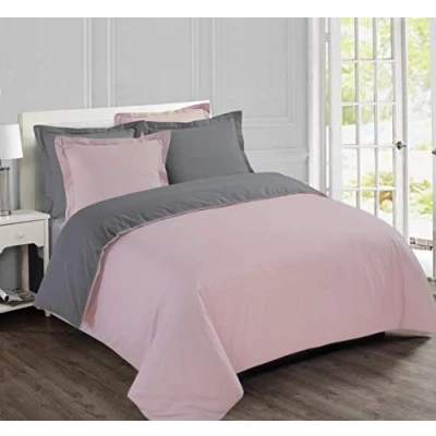 Afbeelding van Vision Bicolor omkeerbaar dekbedovertrekset grijs/roze Kingsize 260 x 240 cm met 2 bijhorende slopen 100% katoen