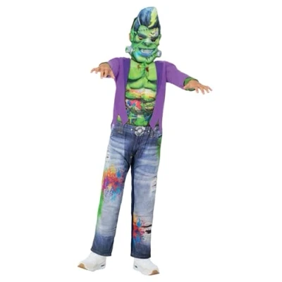 Afbeelding van Smiffys Graffiti Frank Kostuum All in One &amp; EVA Masker, Halloween Kind Fancy Dress, Frankie Dress Up Kostuums