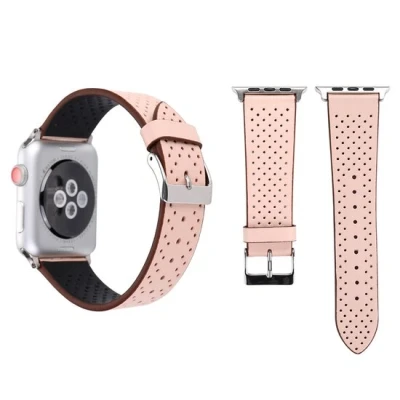 Afbeelding van Apple Watch Dot Pattern Leren bandje Roze Geschikt voor 38mm / 40mm 41mm