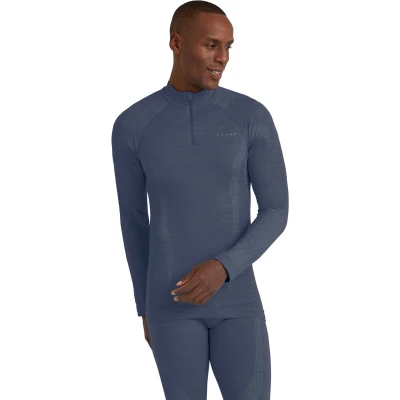 Afbeelding van FALKE Heren Top van onderlaag Wool Tech High Zip Neck M L/S SH Wol Functioneel material Sneldrogend 1 Stuk, Blauw (Capitain 6751), S