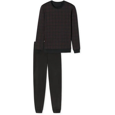 Afbeelding van Schiesser pyjama heren donkerblauw geprint