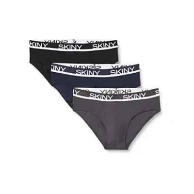 Afbeelding van Skiny Herenslip, verpakking van 3 stuks, Grijsblauw zwart Selection, L