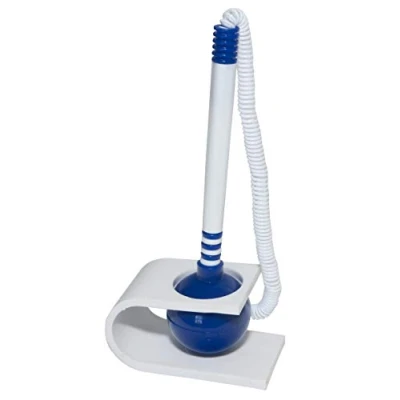 Afbeelding van OFFICE PRODUCTS balpen met telekoord basic/schrijfkleur blauw/balpenstandaard/zelfklevend/kleur: blauw wit