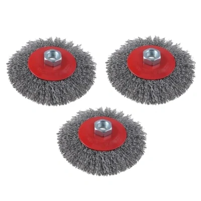 Afbeelding van CNCYEAH 3 stuks kegelborstels gegolfd, M14 115 mm draadborstel, schijfborstel, haakse slijper, draadborstelset voor polijsten, ontbramen en
