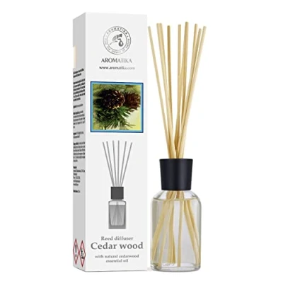 Afbeelding van Diffuser Cederhout 100ml met 8 Rotansticks Intense en Langdurige Aroma&#039;S voor de Kamer 0% Alcohol 100% Natuurlijke Essentiële Oliën Restaurant Kantoor Spa Aromatherapie