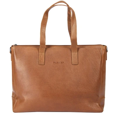 Afbeelding van Plevier Agaat shopper 15.6 inch cognac.