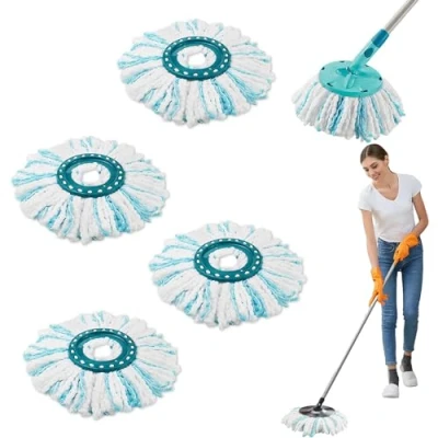 Afbeelding van Csuntikulo 4 stuks voor Leifheit Twist Disc Mop Ergo reservemopset, systeem met 2 vezels, Rotomop Clean Active navulverpakkingen, reservekop van microvezel, geschikt alle vloeren