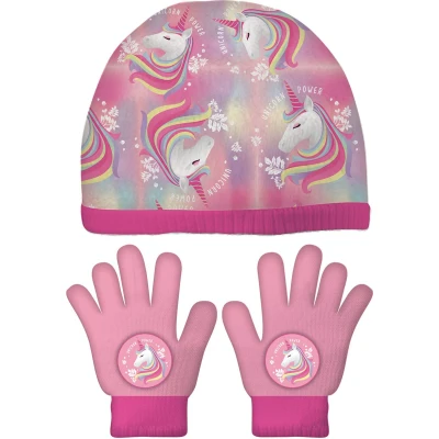 Afbeelding van Arditex Winterset Unicorn Meisjes Katoen Roze 3 delig One size