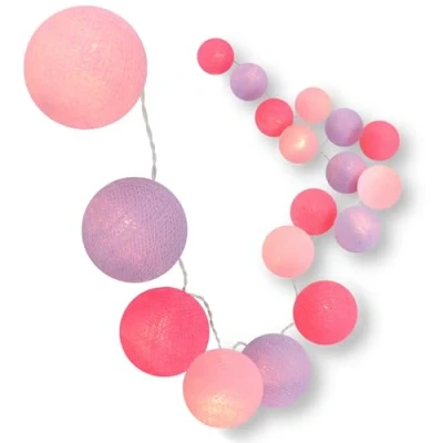 Afbeelding van CREATIVECOTTON led lichtketting met katoenen bollen, inclusief timer en dimmer (Wonderland, 20 ballen)
