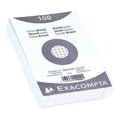 Afbeelding van Exacompta Bristol Vierkante Record Kaarten Vierkant (Pack van 100) 100 x 150 mm Kleur: wit