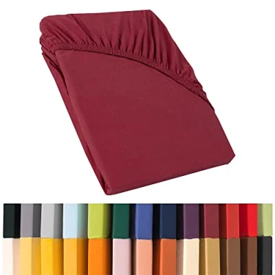 Afbeelding van CelinaTex Relax boxspringbed waterbed hoeslaken, 180x200 200x220 cm, bordeaux rood katoenen laken
