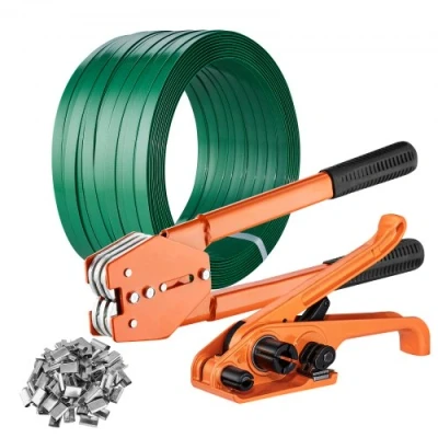 Afbeelding van VEVOR banding omsnoeringsset met omsnoeringsgereedschap, sealer, 300 m lengte PET band, metalen afdichtingen, palletverpakking omsnoeringsband, verpakking omsnoering voor