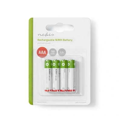 Afbeelding van Oplaadbare AAA batterij Nedis 4 stuks (NiMH, 700 mAh, 1.2V)