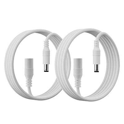 Afbeelding van PAUTIX Set van 2 DC verlengkabels m, 5,5 mm x 2,1 mm, universeel 5 24 V, verlengkabel voor ledstrips, bewakingscamera, 12 V mannelijk naar vrouwelijk, mannelijke adapter (wit)