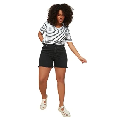 Afbeelding van Trendyol Lichtblauwe Hoge Taille Stretch Skinny Denim Shorts En Bermuda Tbbss22Ap0008