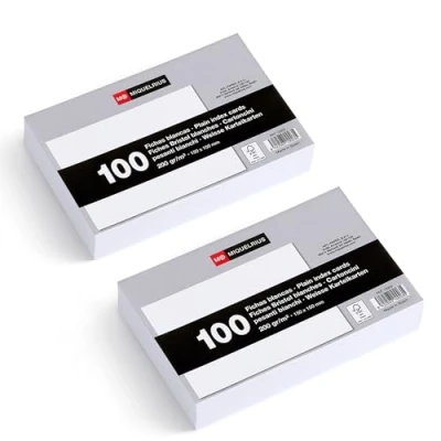 Afbeelding van Miquelrius Indexkaarten, 200 g/m², leer en voorbereidingskaarten, stuks, gladde indexkaarten voor notities, afmetingen 150 x 100 mm, flashcards, school kantoorbenodigdheden
