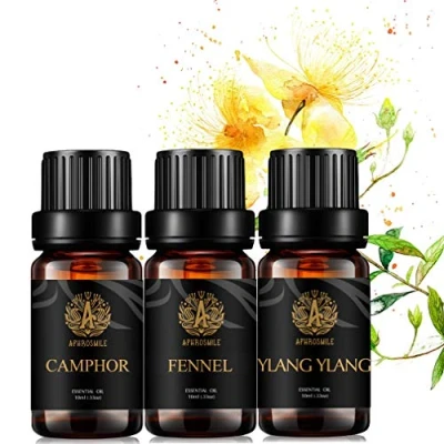 Afbeelding van Aromatherapie Ylang Essentiële Olie Set voor Diffuser, 100% Pure Kamfer Kit Luchtbevochtiger, 3x10ml Therapeutische Grade Venkel