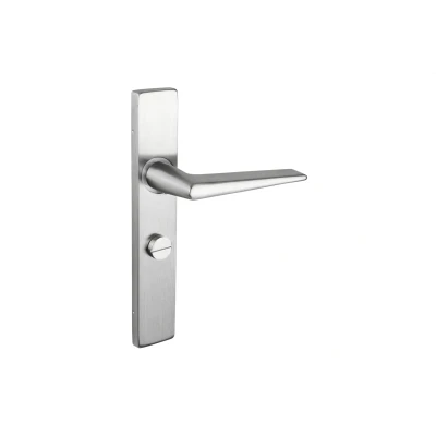 Afbeelding van Lavuzo deurkruk Modena RVS met rechthoekig schild WC63/8 badkamersluiting Per set