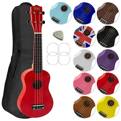 Afbeelding van Mad About SU8 Sopraan Ukulele met gratis gigbag, pick en reservesnaren geweldig voor scholen beginners, nu Carbon Black Strings verbeterde Tuning rood