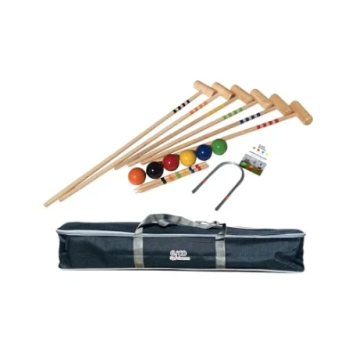 Afbeelding van GICO kwaliteits croquetset 2x100,4x80 Family het speelplezier voor buiten/in de tuin met kwalitatieve spelen van massief hout 3236